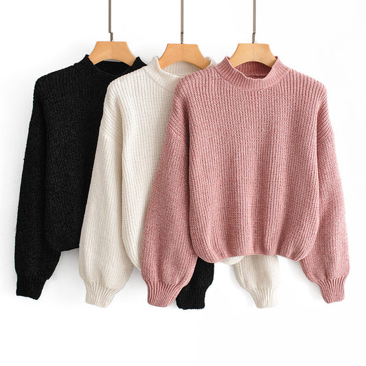 Cropped knitted sweater