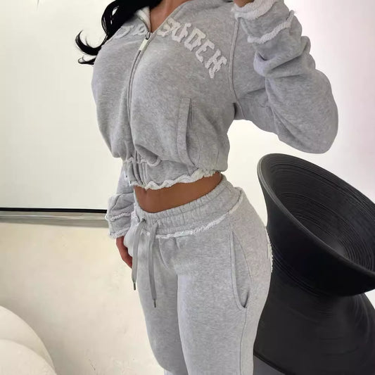 Casual Cropped Hoodie & Trousers